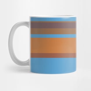 An unexampled package of Carolina Blue, Dirt, Dark Taupe, Earth and Dull Orange stripes. Mug